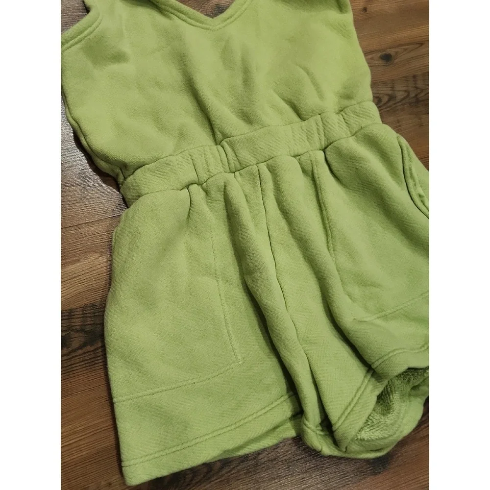 Free People FP Beach Free Oliver Terry Romper Boho Sporty Hoodie Green Medium